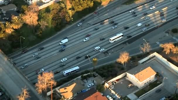 Vista aérea de la autopista de Los Ángeles, autopista — Vídeos de Stock