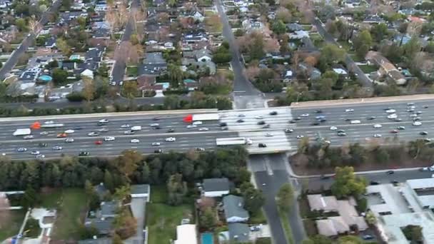 Flygfoto över los angeles freeway, motorväg — Stock video