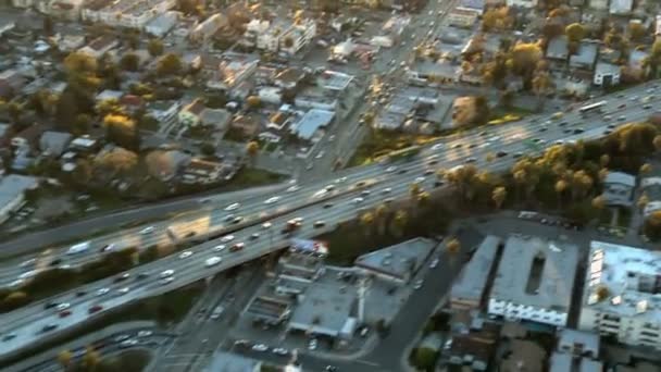 Aerial footage of Los Angeles freeways and suburbs. — Stock Video