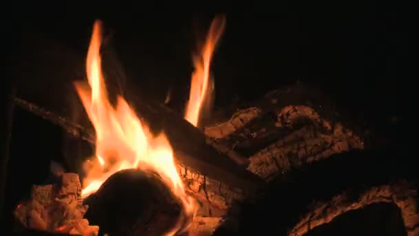 Медленное движение огня в лагере — стоковое видео