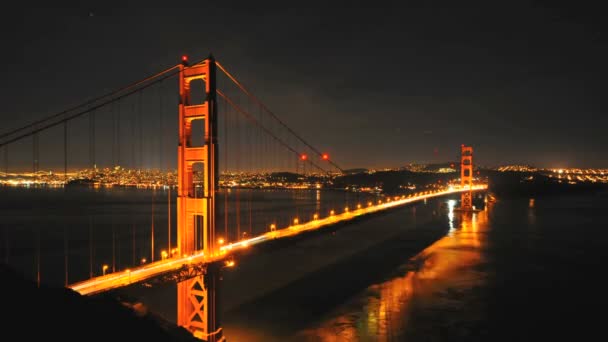 Upływ czasu, golden Gate bridge san francisco w nocy — Wideo stockowe