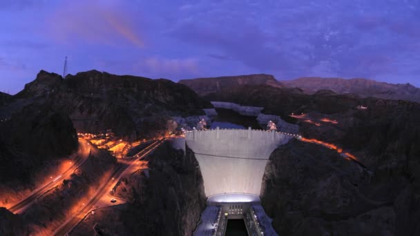 Hoover dam bij zonsondergang - time-lapse — Stockvideo