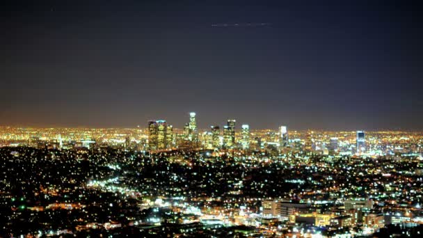 Time Lapse of Downtown LA City Grid por la noche — Vídeo de stock