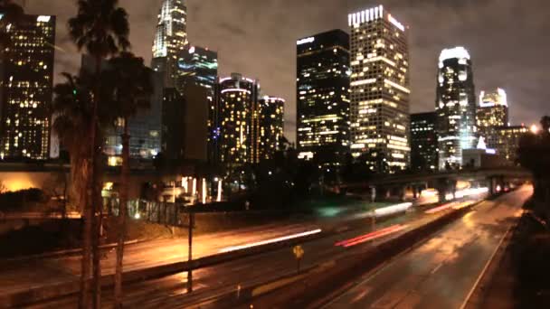 Time Lapse of LA Downtown Buildings and Freeway Los Angeles