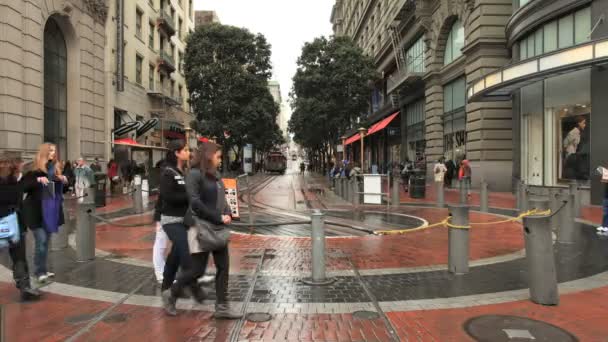 Проміжок часу San Francisco канатними дорогами — стокове відео