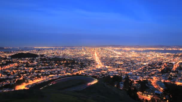 Tid förflutit san francisco bay vid solnedgången — Stockvideo