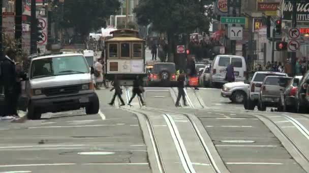 Tembakkan Waktu Mobil Kabel San Francisco — Stok Video