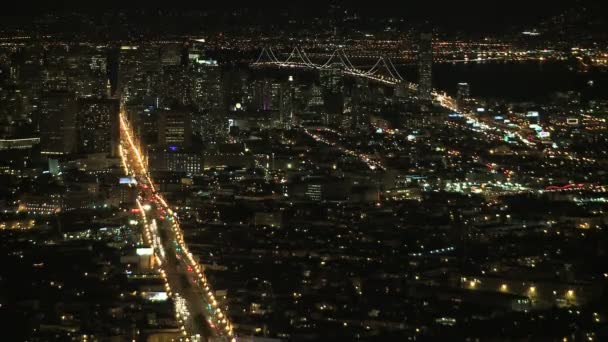 Čas zanikla noční pohled sanfranciského zálivu od twin peaks — Stock video