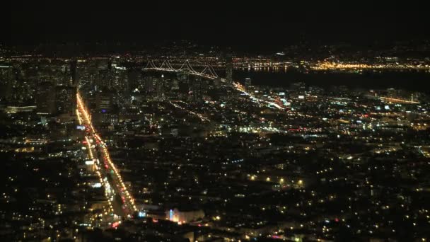 Vue De Nuit D'intervalle De Temps De La Baie De San Francisco De Twin Peaks — Video