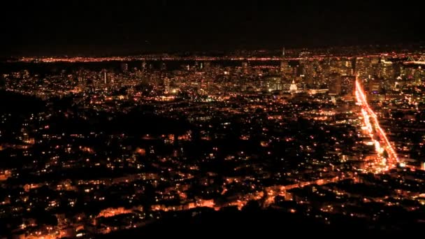 Panning timelapse του κόλπου του Σαν Φρανσίσκο το βράδυ — Αρχείο Βίντεο