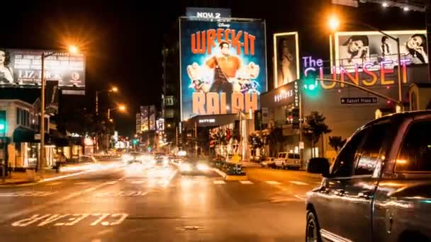 Tijdspanne van het verkeer op de sunset strip - los angeles Californië — Stockvideo