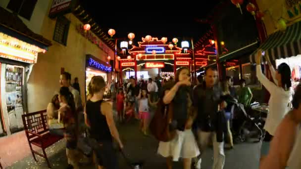 Tidsfördröjning för full moon festival i chinatown los angeles — Stockvideo