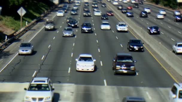 Tilt Shift of Heavy Traffic in Los Angeles — Stock Video