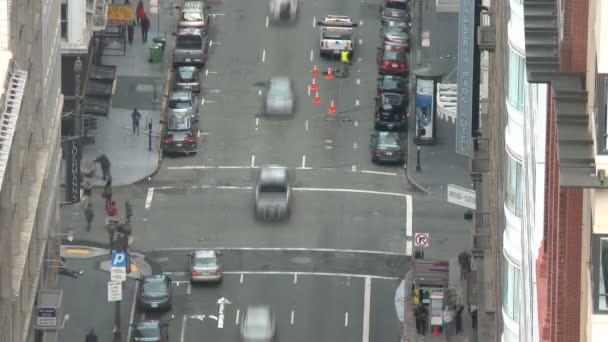 Overhead shot of San Francisco Street circa — Stock Video