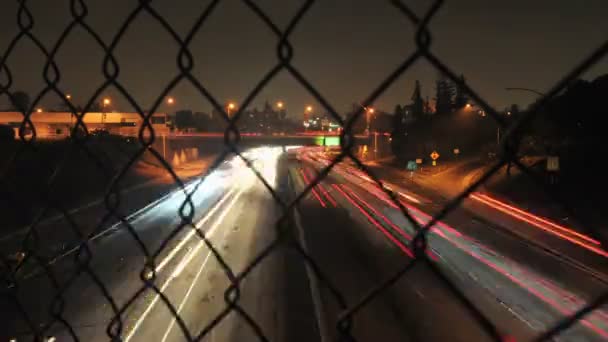 Night Freeway Urban Traffic - Time Lapse — Stock Video