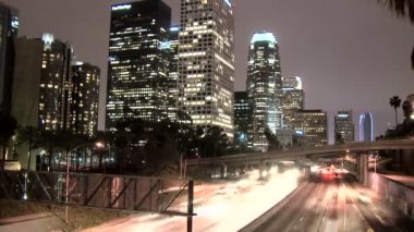 Los angeles şehir merkezinde trafik zaman atlamalı