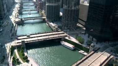Chicago Nehri. zaman atlamalı yukarıdan - Downtown