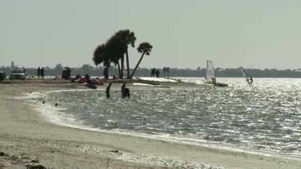 Upływ czasu plaży i windsurfingu — Wideo stockowe