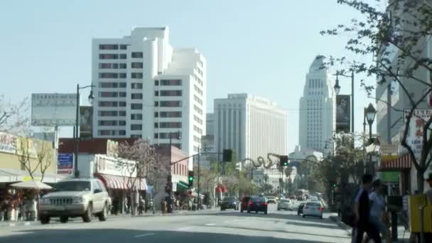 ロサンゼルス ・ チャイナタウンのトラフィックの時間経過 — ストック動画