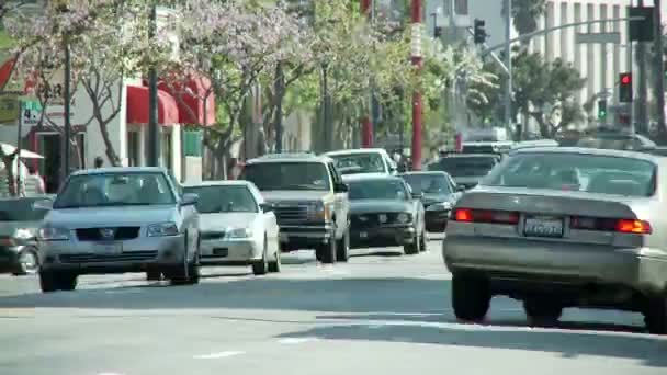 Los Angeles Chinatown Traffic Time Lapse — Stock Video