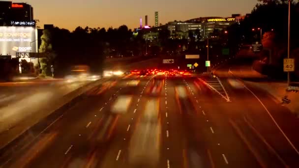LA City Traffic at Night - Timelapse — Stock Video