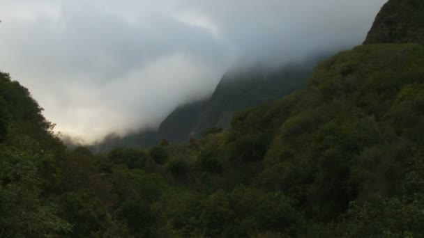 Upływ czasu chmury, góry i drzewa — Wideo stockowe