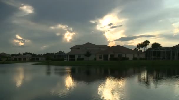 Subdivision Sunset. Clouds and water - Timelapse — Stock Video