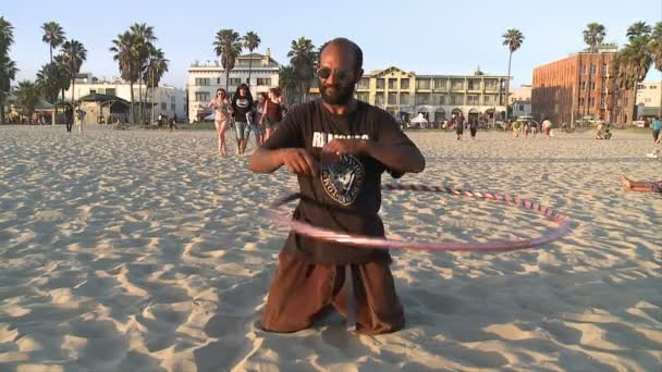 Guy with Hula Hoop — Stock Video