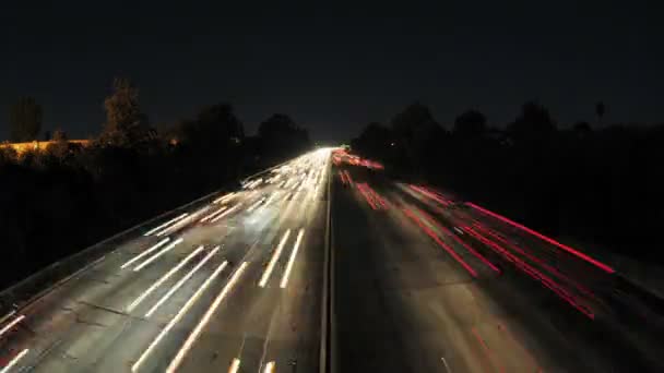 Time Lapse of Busy Freeway at Night — Stock Video