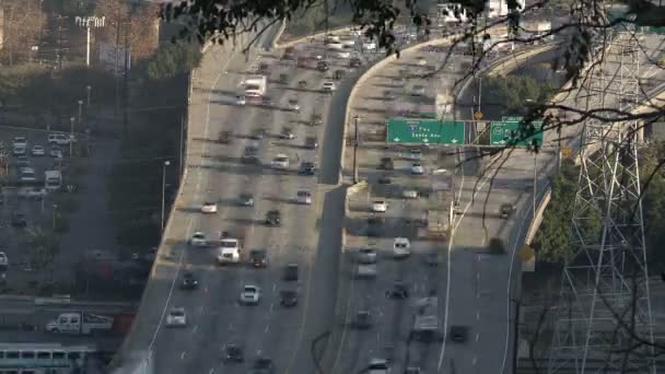 Overhead View of Busy Los Angeles Freeway - Time Lapse — Stock Video