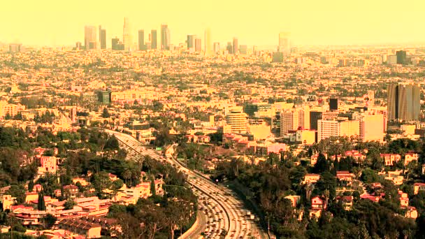 Центр міста Лос-Анджелес трафіку - Уповільнена зйомка — стокове відео