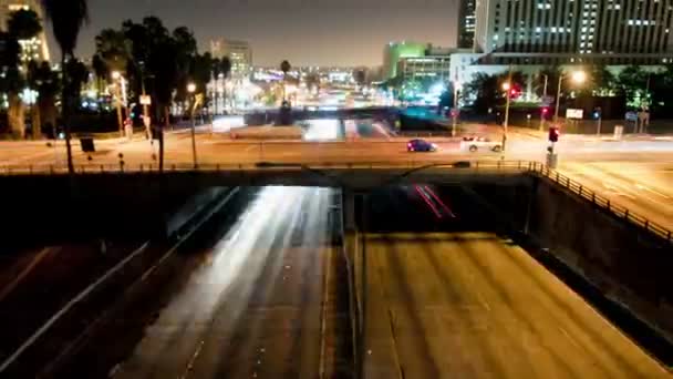 Downtown los angeles trafik - tid förflutit - zoom — Stockvideo