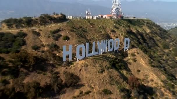 Antena del cartel de Hollywood — Vídeo de stock
