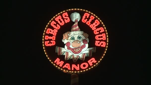 Circus circus neonskylt i las vegas — Stockvideo