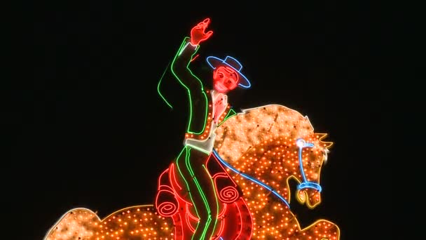 Neon Cowboy Iniciar sesión Las Vegas — Vídeo de stock