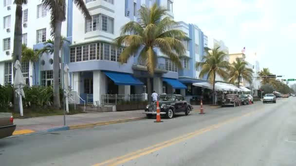 Miami ocean drive budov ve stylu art deco - časová prodleva — Stock video