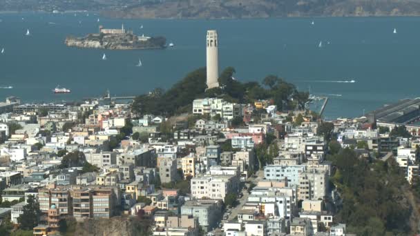 Coit tower - stadtblick - zeitraffer - tag - san francisco — Stockvideo