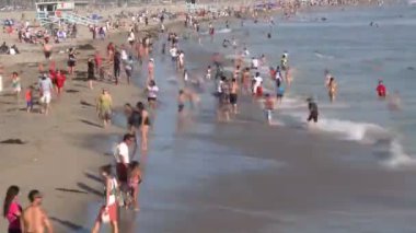 kalabalık plaj santa Monica - zaman atlamalı