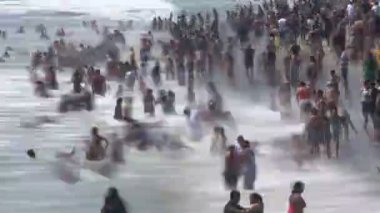 kalabalık plaj santa Monica - zaman atlamalı