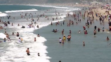 kalabalık plaj santa Monica - zaman atlamalı