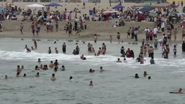 Playa abarrotada — Vídeo de stock