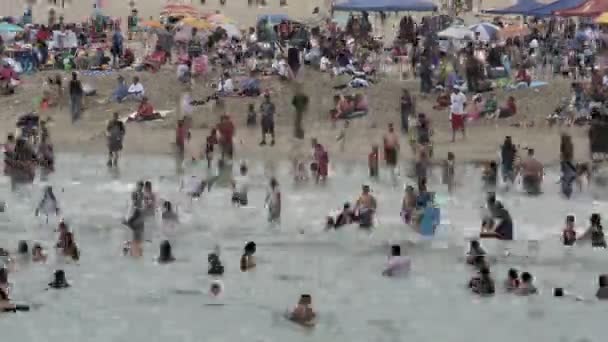Lapso de tempo de praia lotada — Vídeo de Stock