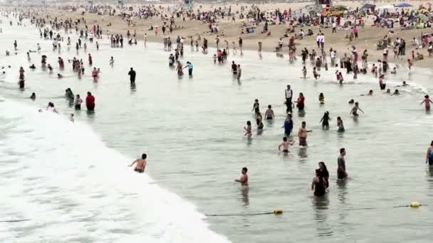 Spiaggia affollata — Video Stock