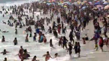 Beach.in santa monica - zaman atlamalı kalabalık