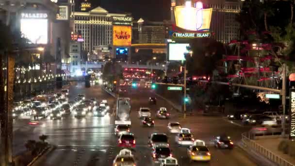 Tid förflutit på las vegas strip kasinon på natten — Stockvideo