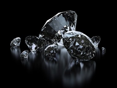 Luxury diamonds on black backgrounds - clipping path included