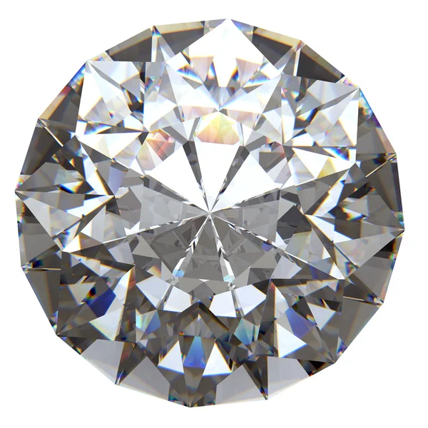Diamante redondo do lado superior isolado no fundo branco — Fotografia de Stock