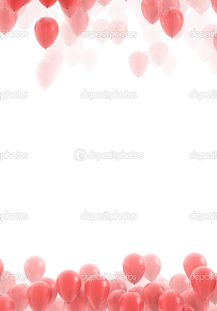 Red Balloons background on white background