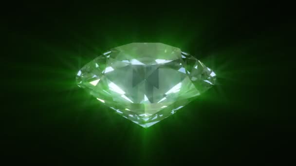 Diamant brillant vert filant - animation 3D en boucle — Video