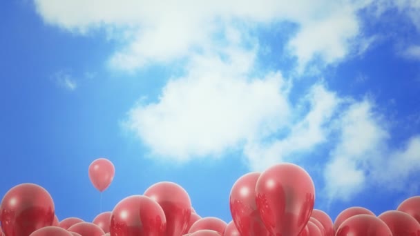 Rote Luftballons Übergang - 3D maskierte Animation — Stockvideo